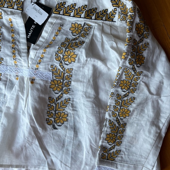 NWT embroidered L/S linen & cotton top size small - Picture 6 of 6